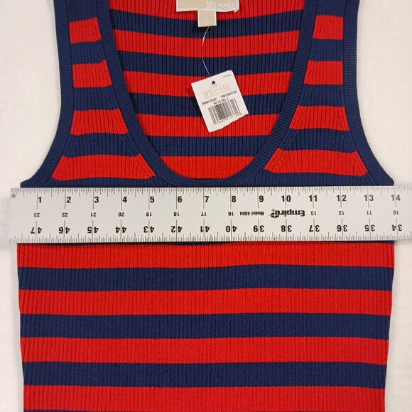 Michael Kors, NWT, Navy and Red Striped, Ribbed Knit, Tank Dress, Large , Midi - Picture 12 of 16